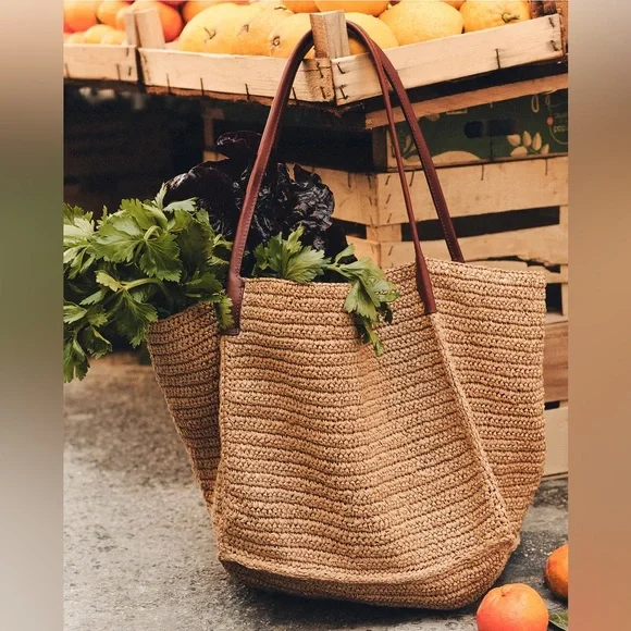 NWT J.Crew Large Handknotted Packable Tote Bag - Picture 1 of 9